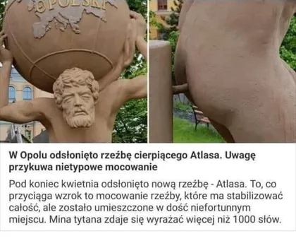 Rzeźba cierpiącego Atlasa w Opolu