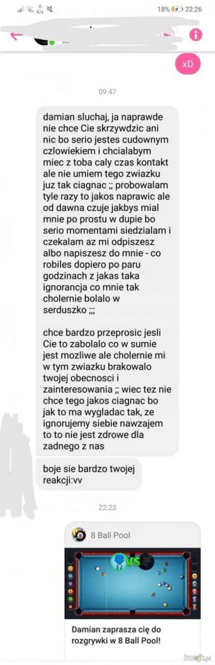 Boje się bardzo twojej reakcji