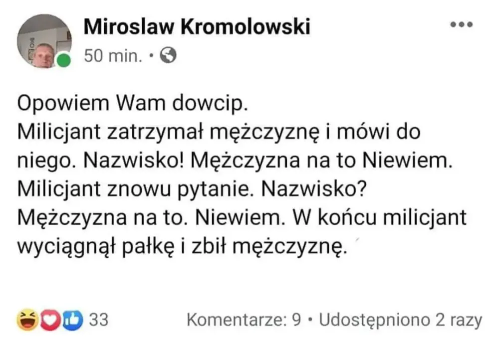 Dowcip o milicjancie