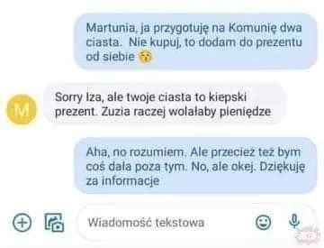 Zuzia raczej wolałaby pieniądze
