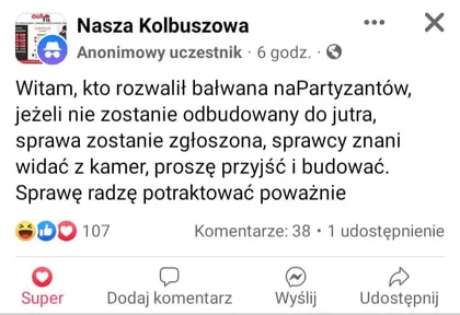 Kto rozwalił bałwana na Partyzantów