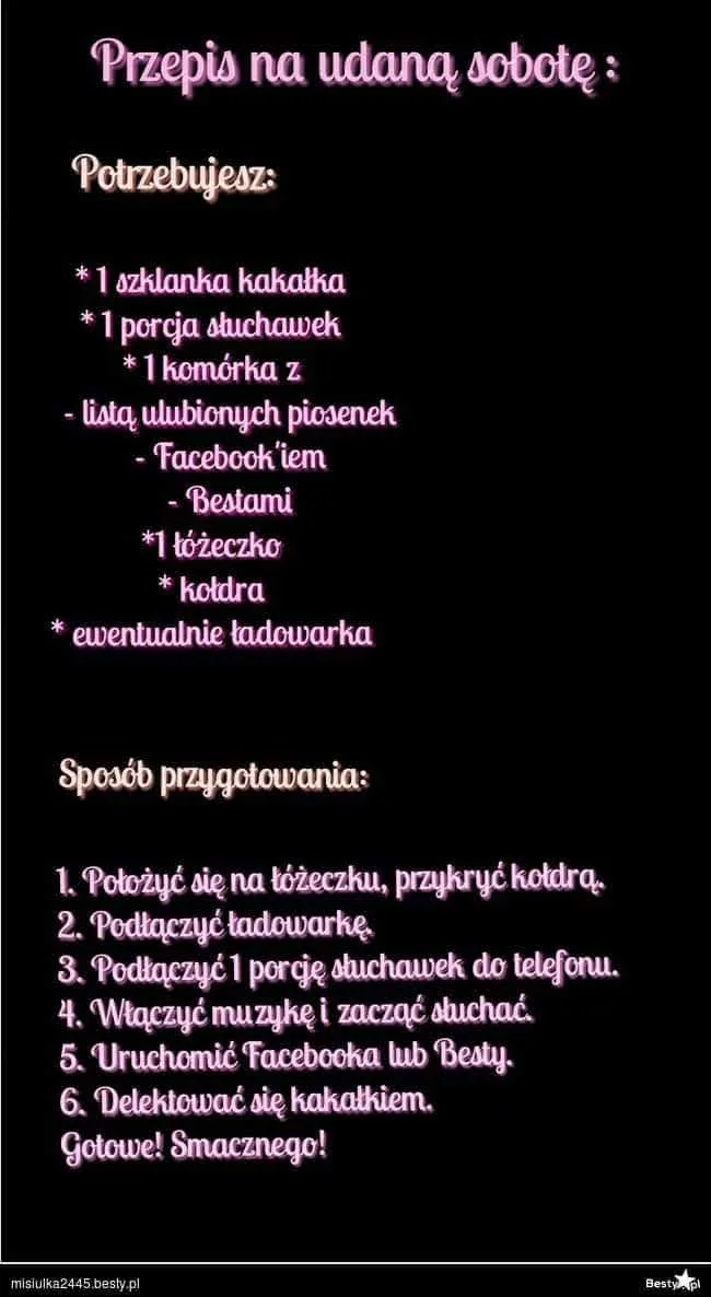 Przepis na udaną sobotę