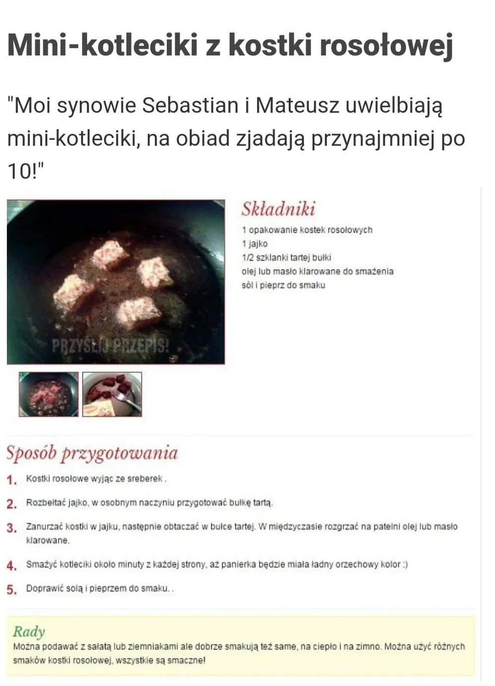 Kotleciki z kostki rosołowej